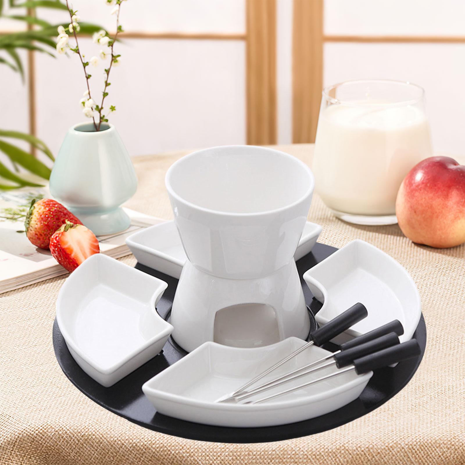Chocolate Snack - Porcelain Butter Holder Ceramic Fondue Set