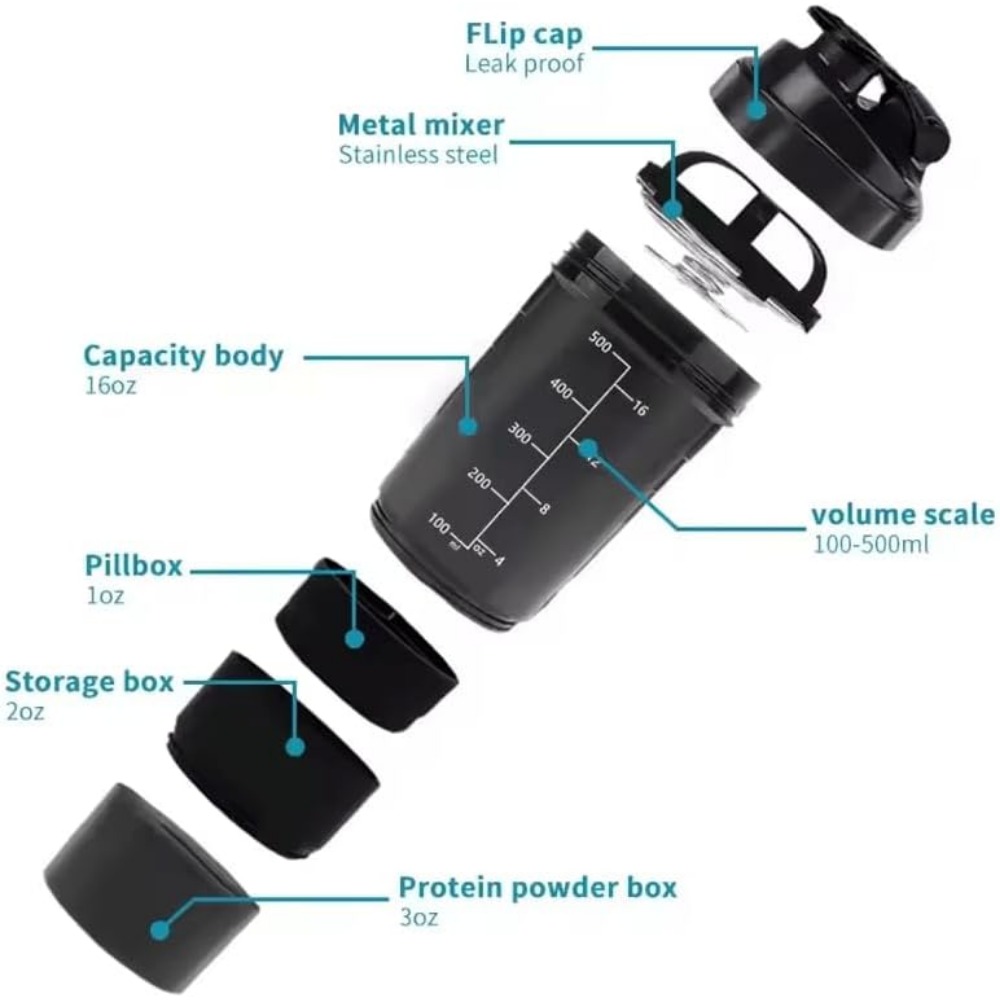 3 Layers Shaker Protein Bottle - Protein Bar review and price